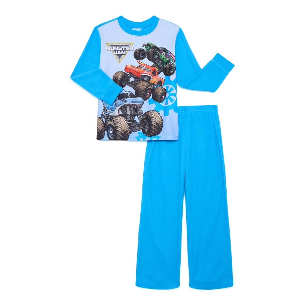NEW MONSTER JAM TRUCKS BOYS SIZE 8 FLANNEL PAJAMAS 2-PIECE SET NWT